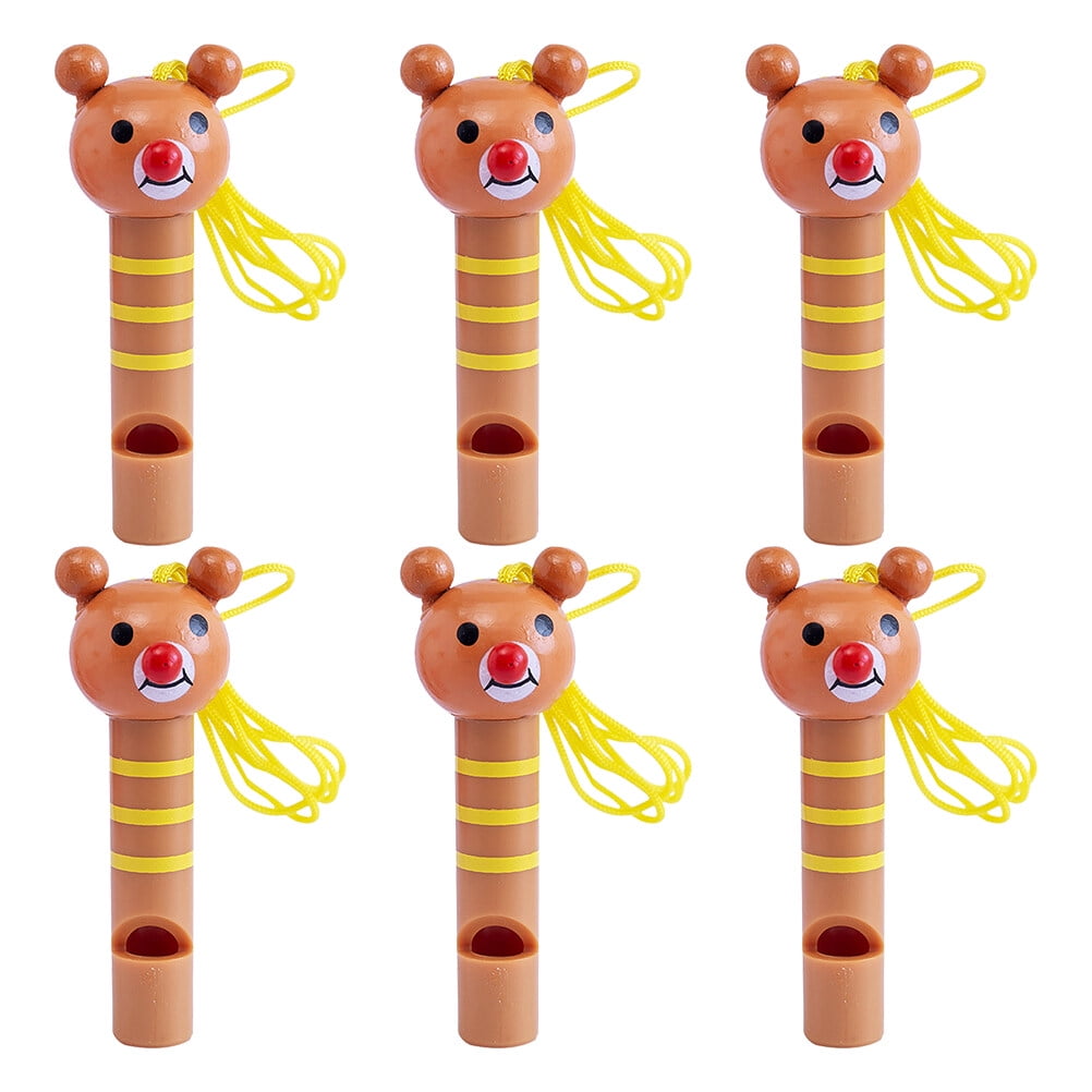 6 Pcs Whistle Toy Whistles with Lanyard Children Trumpet Toys Wood Baby