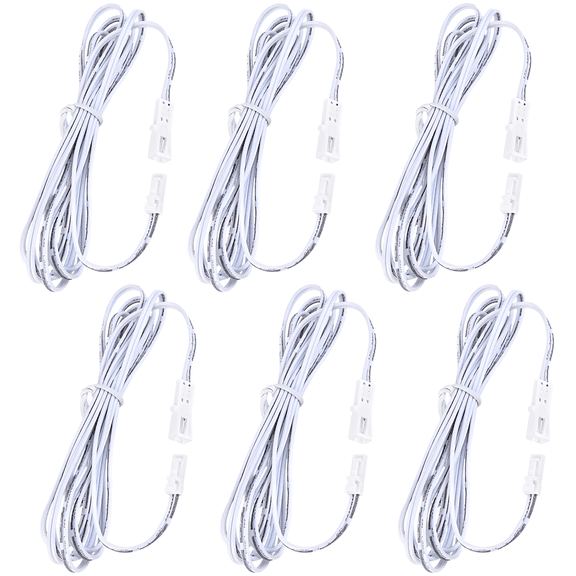 6 Pcs White Extension Cables, 12V Dual-Head Male Female Connectors, 22 AWG 0.3 Sq Copper Wire, 6.56 ft Flexible Wiring for LED Strip Lights, Cabinet Lighting, DIY Projects