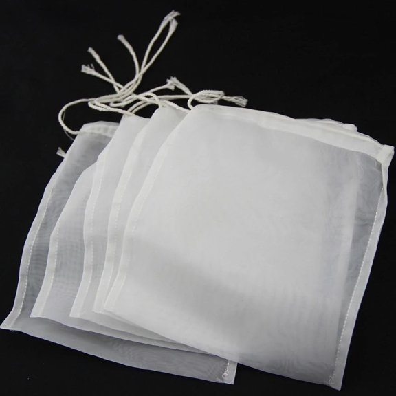6 Pcs White Fine Mesh Nylon Straining Bag, Homebrew Beer Wine Cider Dry Hop Beer Brewing Filters and Straining Home Brewing and Wine Making