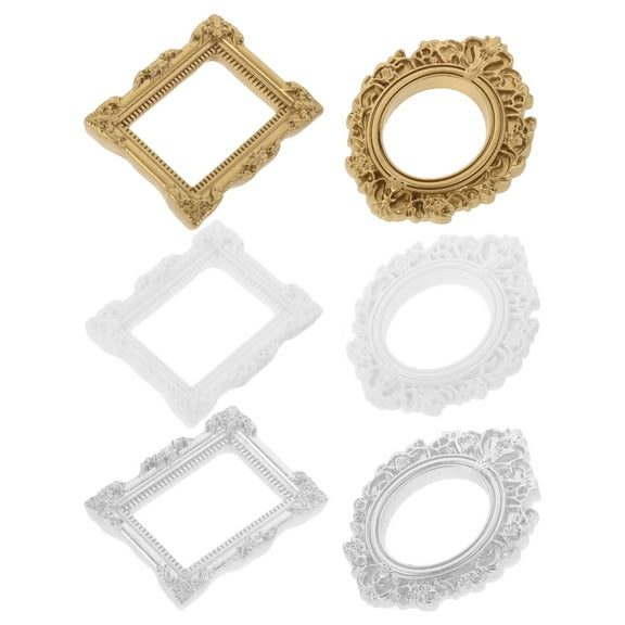 6 Pcs White Picture Frames Clear Photo Mini House Decoration