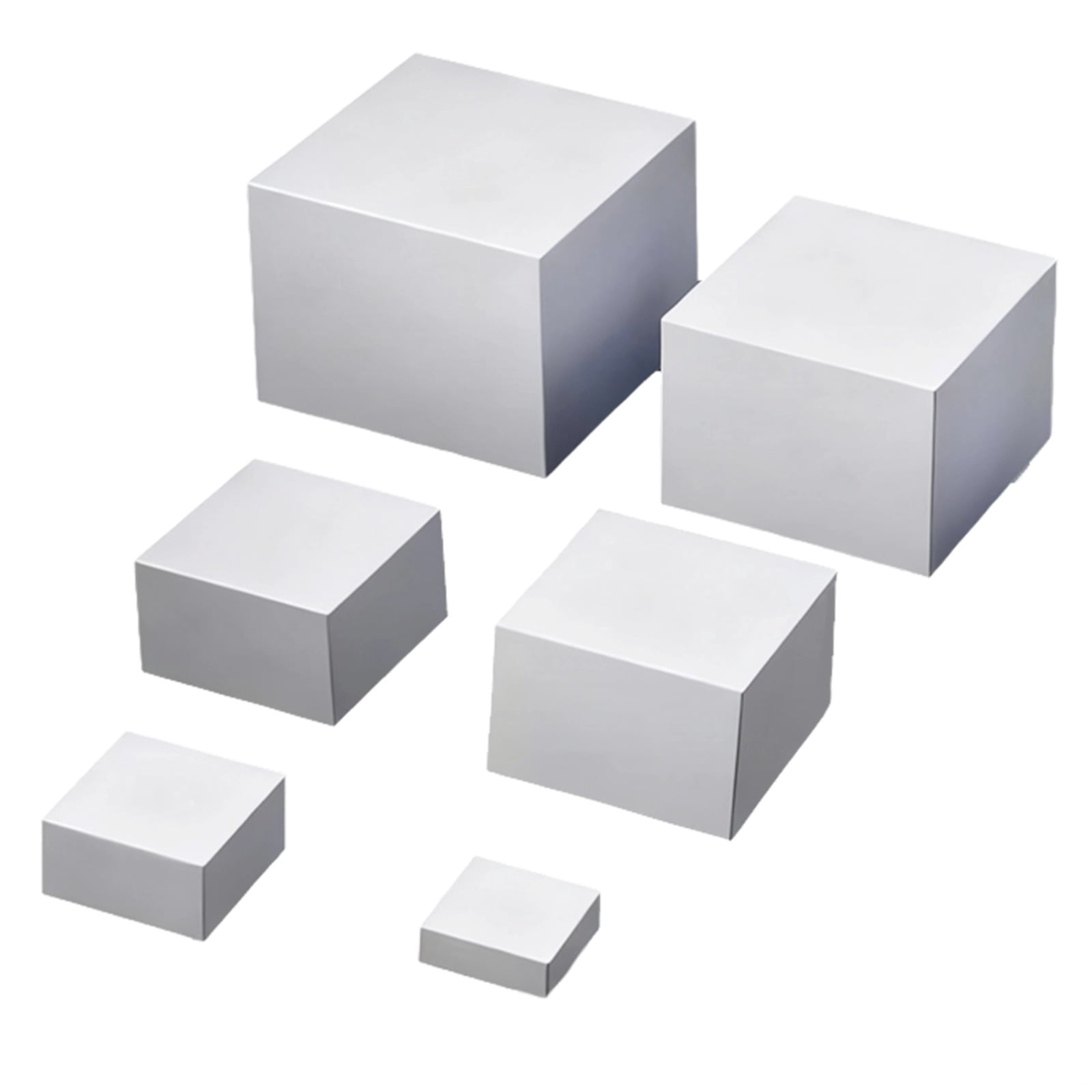6 Pcs White Plastic Cube Display Risers, 3-8 in Nesting Showcase Stand ...