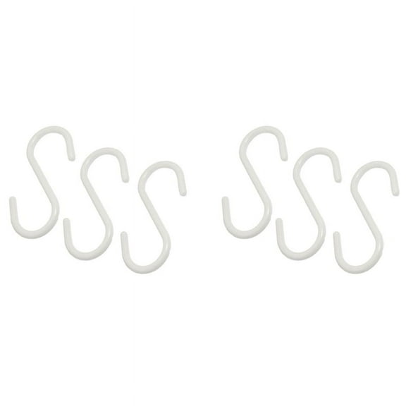 6 Pcs White Plastic S Shaped Hanging Hooks Scarf Apparel Hangers