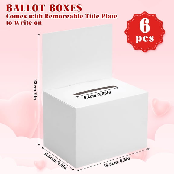 6 Pcs White Raffle Donation Boxes 6.5x4.5x4.5 Inch
