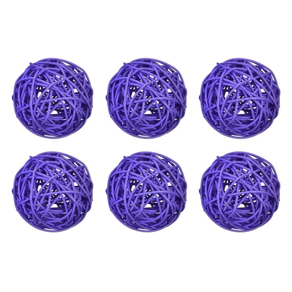6 Pcs Wicker Rattan Balls 3.2 Inch Rattan Balls Vase Fillers for Wedding Party Home Decoration Light Purple