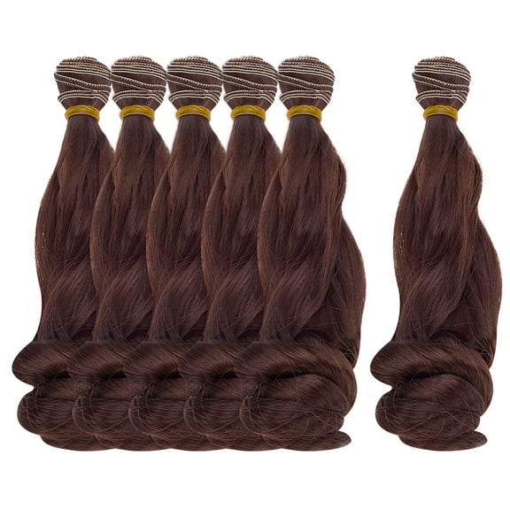 6 Pcs Wig 200mm Curly Wigs Long Hair Extension Brown Color for Making Kit Arts Supplies DIY Handmade Crafts DIY Coconut Brown