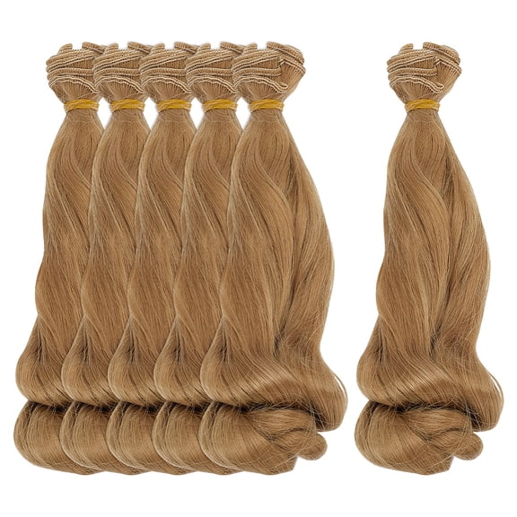 6 Pcs Wig 200mm Curly Wigs Long Hair Extension Brown Color for Making Kit Arts Supplies DIY Handmade Crafts DIY Tan