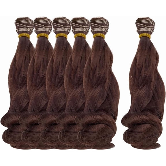 6 Pcs Wig 200mm Curly Wigs Long Hair Extension Brown Color for Making Kit Arts Supplies DIY Handmade Crafts for DIY Tan
