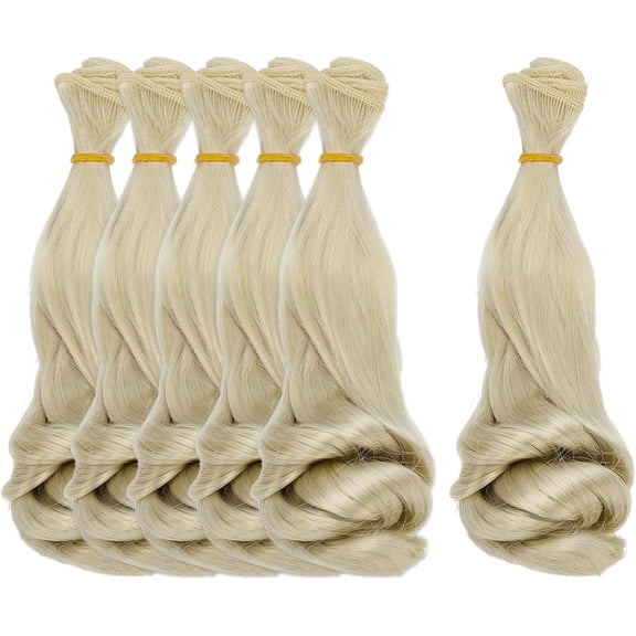 6 Pcs Wig 200mm Curly Wigs Long Hair Extension Gold Color for Making Kit Arts Supplies DIY Handmade Crafts for DIY