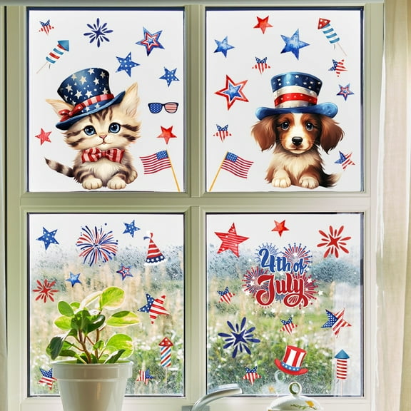 Qjidjing 6 Pcs Window Wall Sticker, Double Sided Printed Design, For Glass Decoration, Indoor Layout, Festival Ornament