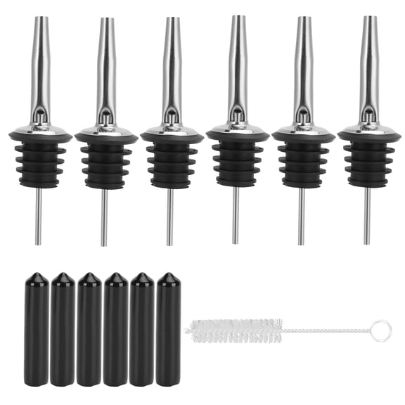 6 Pcs Wine Bottle Pourers, Stainless Steel Liquor Pour Spout Flip Top Wine Bottle Stoppers Speed Pourers ,Olive Oil Bottle Tapered Spout Bottle Pourers for Oil Wine Vinegar Liquid Liquor