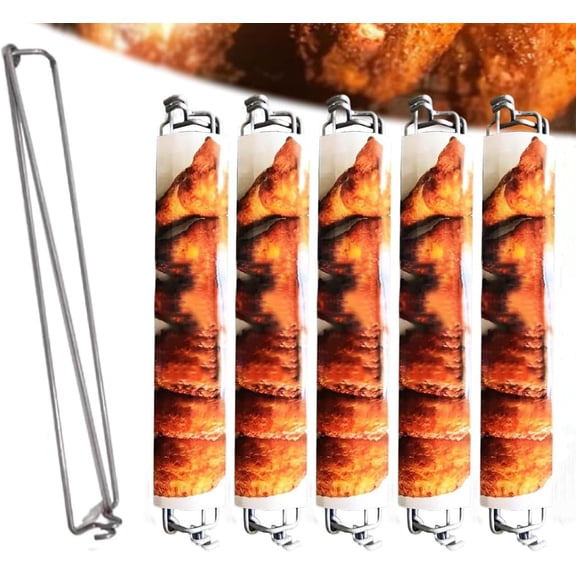 6 Pcs Wing Rails for Chicken Wings - Wing Rails For Grilling, Chicken Wing BBQ Fork, BBQ Grilling Sticks for Outdoor Picnic Camping Barbecue