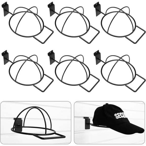 6 Pcs Wire Hat Display Rack for Baseball Caps Black Metal Slatwall Accessory Square Brim