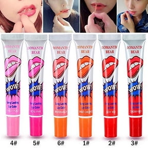 6 Pcs Women Easy Peel Off Long Lasting Makeup Tatto Lip Gloss Lipstick (1 Set)