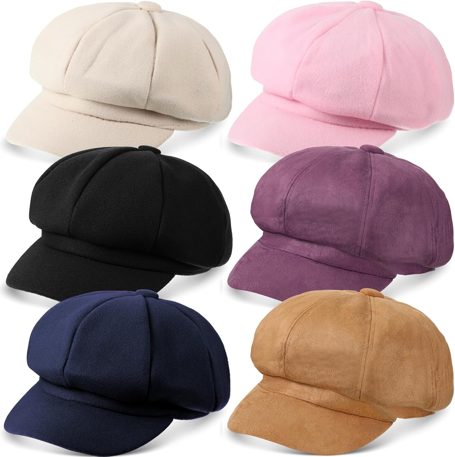 6 Pcs Women Newsboy Cap Warm Wool Visor Beret Hats Soft  display picture 3