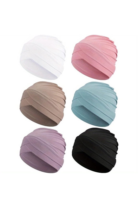 6 Pcs Women Turban Hats Cancer Headwear Cancer Sleep Cap Lightweight Stretchy Turban Head Wrap Headwear