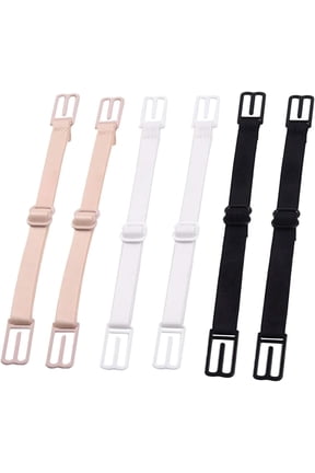 6 Pcs Women's Non-slip Elastic Bra Strap Holder for Slipping, Bra Strap Clips in 3 Colors, Adjustable Bra Strap Holder for Racerback Keep Bra Straps in Place, Fits All Cup Sizes and All Bras