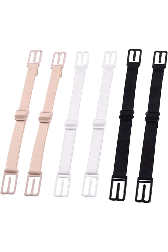 6 Pcs Women's Non-slip Elastic Bra Strap Holder for Slipping, Bra Strap Clips in 3 Colors, Adjustable Bra Strap Holder for Racerback Keep Bra Straps in Place, Fits All Cup Sizes and All Bras