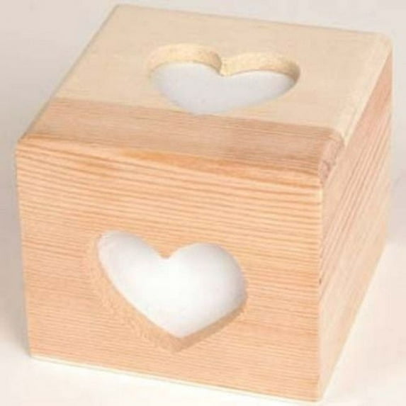 6 Pcs, Wood Box W/Heart Shaped Cutout 3 " X 3 " X 2.75 " Easy To Paint & Decorate To Match Decor