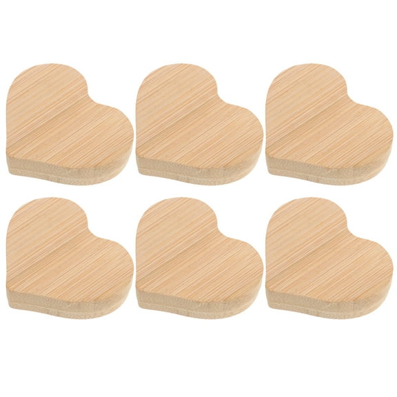 6 Pcs Wood Chips Wooden Solid Heart-shaped Arts and Crafts for Kids Chirtmas Decor Projects Small Blocks Slices Child