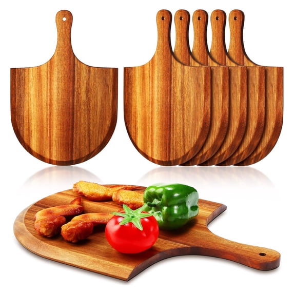 6 Pcs Wood Pizza Peel with Handles, 12 Inch Wooden Spatula Paddle Round ...