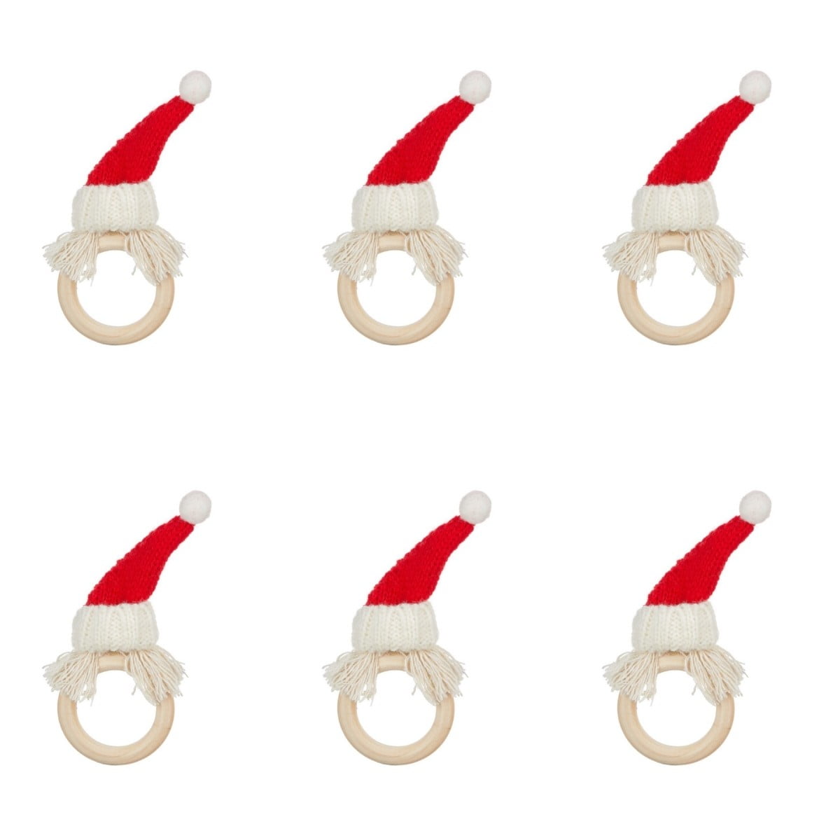 6 Pcs Wooden Christmas Napkin Rings Xmas Napkins Holder Party Dinner