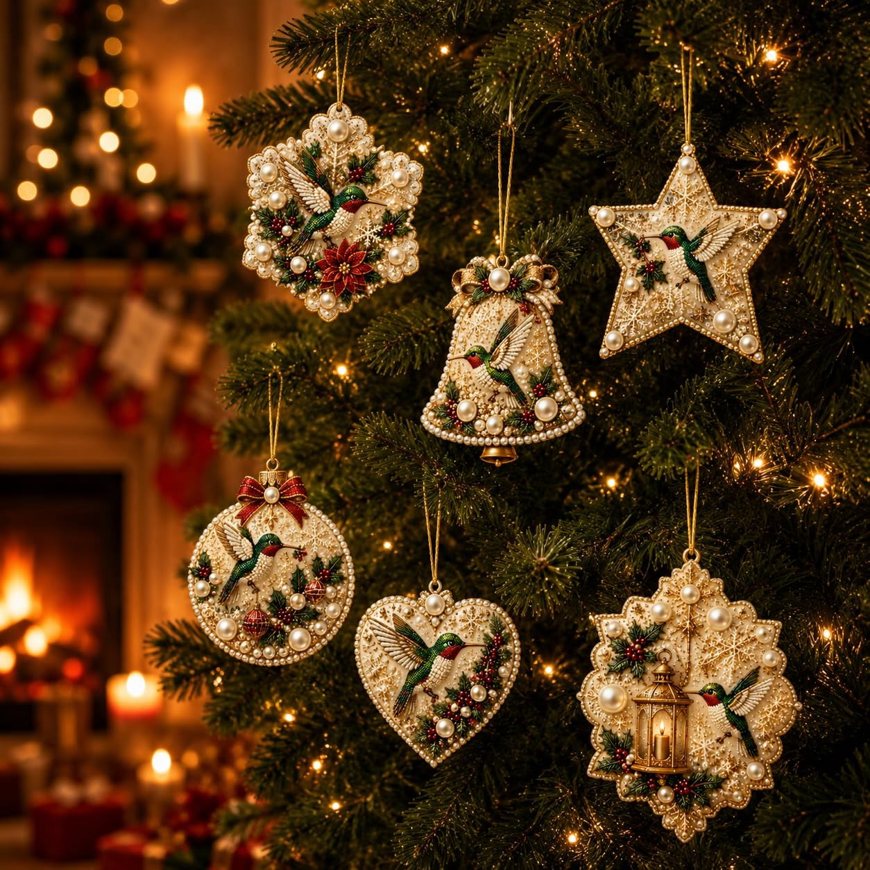 6 Pcs Wooden Christmas Ornaments Pearl Diamond Art Kit for Adults, DIY ...