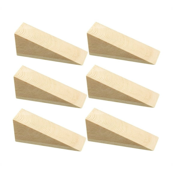 6 Pcs Wooden Door Stop,Non Slip Door Stopper,Solid Triangle Wood Block,Security Door Stopper Fit for Bottom of Door On Concrete Carpet Tile