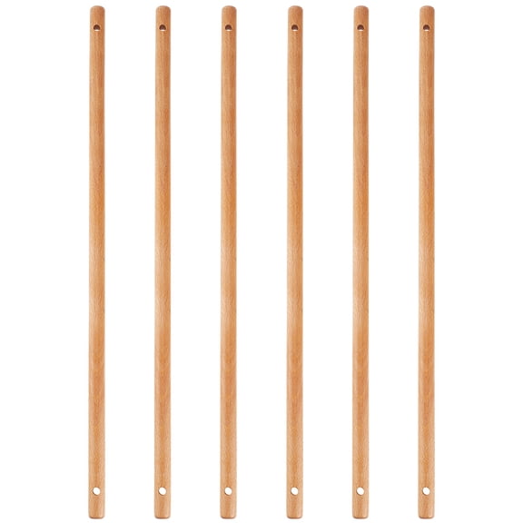 6 Pcs Wooden Dowel Rods with Two Holes 15.7 Inch Burlywood Round Wooden Sticks for Quilt Wall Hanging Tapestry Weaving DIY Hardwood Craft Hole: 6mm