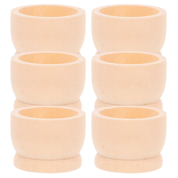 6 Pcs Wooden Egg Tray Reusable Cups Stands Child