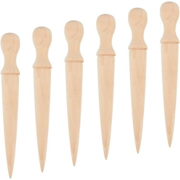 6 Pcs Wooden Hole Punch for Seeds Plant Garden Dibber Yard Tool Bulb Planting Digging Kit Wooden Sow Dibbers for Sowing Seeds Wooden Handle Gardening Excavation Assistant Brown