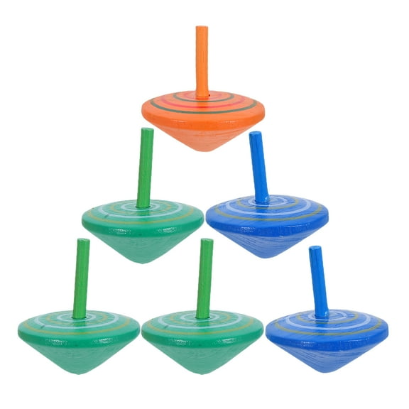 6 Pcs Wooden Spinning Top Kids Gyroscope Toys Colorful Baby Child