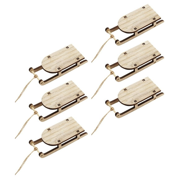 Homoyoyo Christmas Beige Wooden Sleigh for Tabletop Holiday Decoration