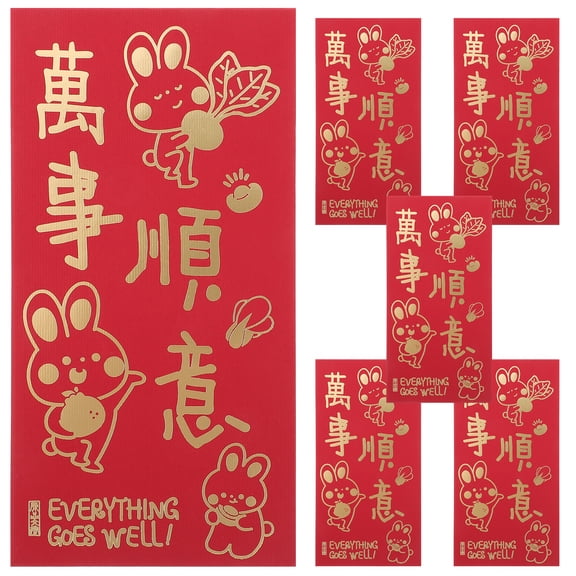 TABLZONE Sturdy Red Envelopes for Storage Use Traditional Festive Design 6Pcs