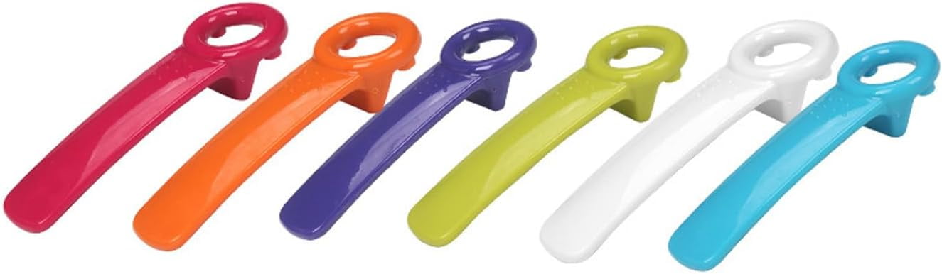 6 Pcs jar key opener，plastic jar opener for weak hands and for elderly Children，easy hand held jar opener(Purple, red, white, orange, blue, green,opaque)