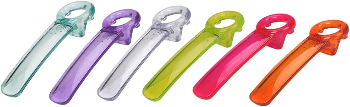 6 Pcs jar key opener，plastic jar opener for weak hands and for elderly Children，easy hand held jar opener (Purple, red, white, orange, blue, green, transparent)
