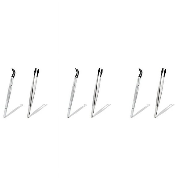 6 Pcs of Rubber Tip Tweezers Set for Craft Laboratory Industrial Hobby Pliers Jewelry Stamp Plastic Box 15cm