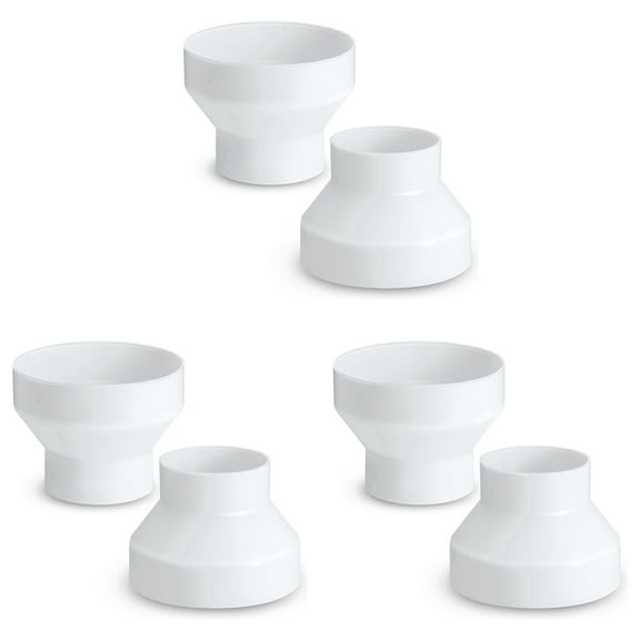6 Pcs to 4 Inch Duct Reducer Increaser ABS Air Adapter Fan or Dryer Vent Pipe Connector, White