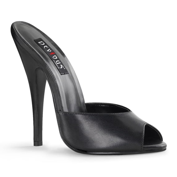 6" Peep Toe Mule - Blk Leather, 5