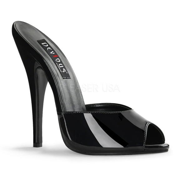 6" Peep Toe Mule - Blk Pat, 15