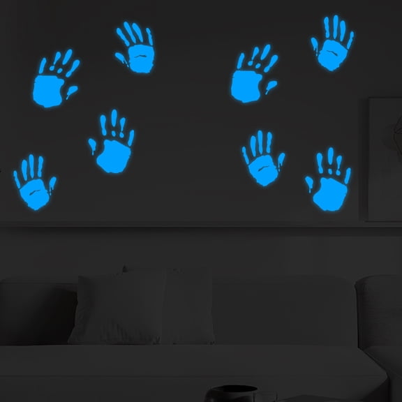 6 Peice Halloween Human Handprint Sticker,DIY Halloween Glow in The Dark Handprint Wall Decals,Luminous Ghost Hand Print Stickers Decoration for Party Favors Windows Cling