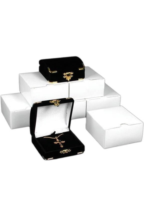 6 Pendant Gift Boxes Black Flocked Jewelry Case Display