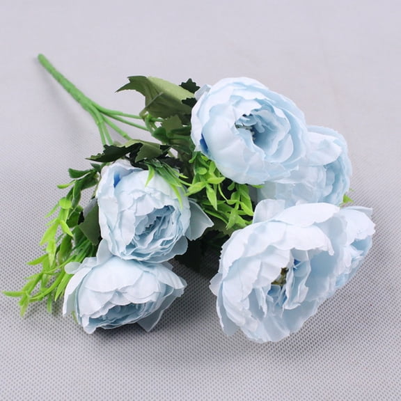 6 Peonies Simulated Flowers Wedding Decoration Home Decoration Light Blue Smile Home