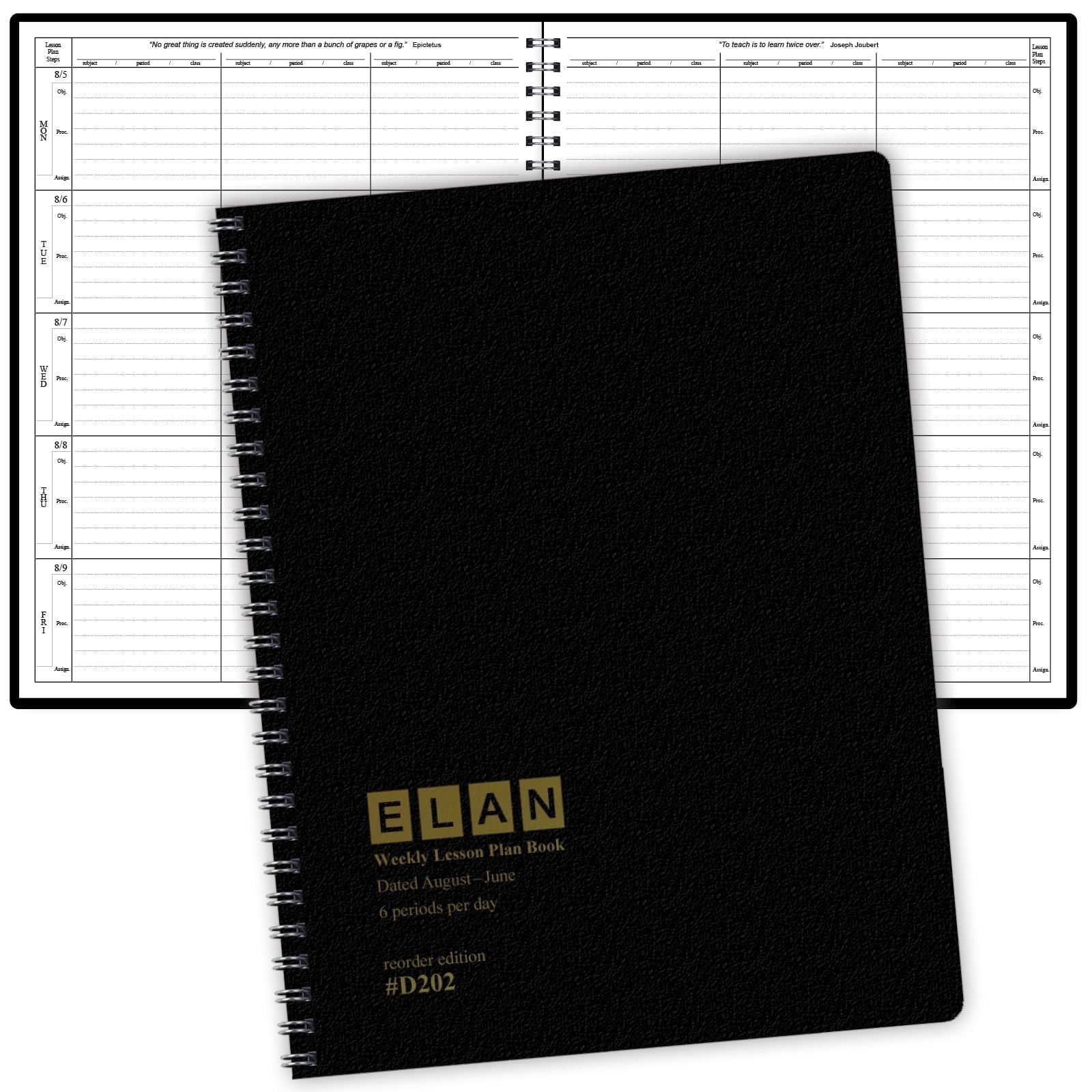 6 Period Dated Teacher Weekly Lesson Plan Book 2024-2025 by Elan ...