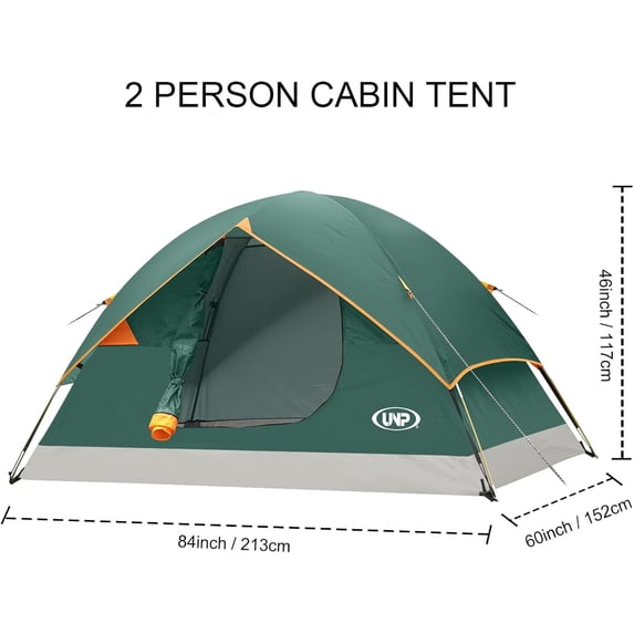 6 Person 4 Season Dome Tent, Easy to Set Up for Camping & Hiking, Lightweight & Portable, Green