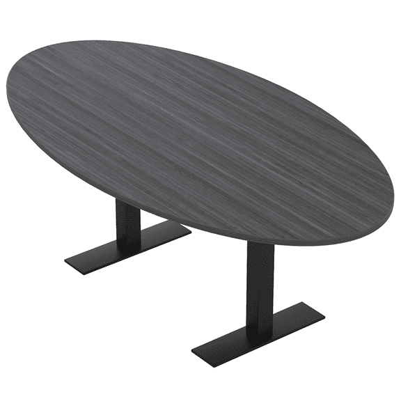 6 Person 4X7 Oval Conference Room Table Metal T-Bases Electrical Unit