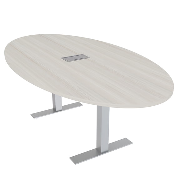 6 Person 4X7 Oval Conference Room Table Metal T-Bases Electrical Unit