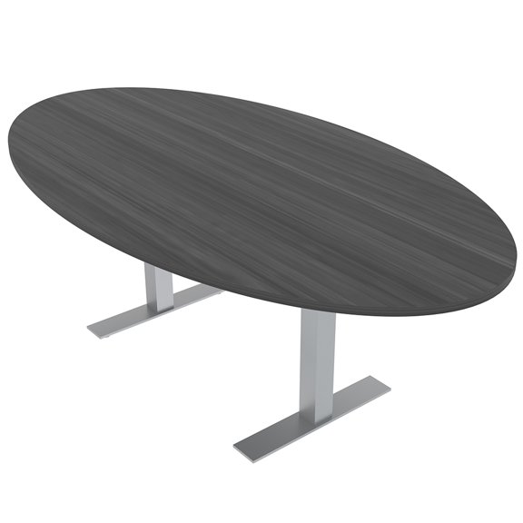 6 Person 4X7 Oval Conference Room Table Metal T-Bases Electrical Unit