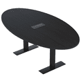 thumbnail image 1 of 6 Person 4X7 Oval Conference Room Table Metal T-Bases Electrical Unit, 1 of 7