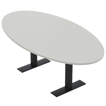 6 Person 4X7 Oval Conference Room Table Metal T-Bases Electrical Unit