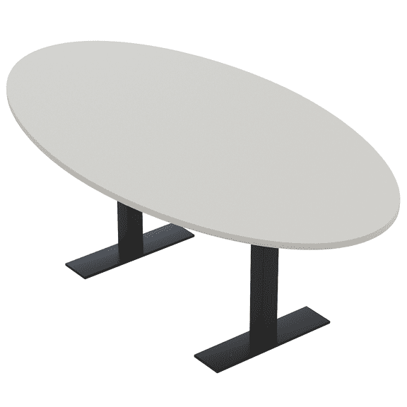 6 Person 4X7 Oval Conference Room Table Metal T-Bases Electrical Unit